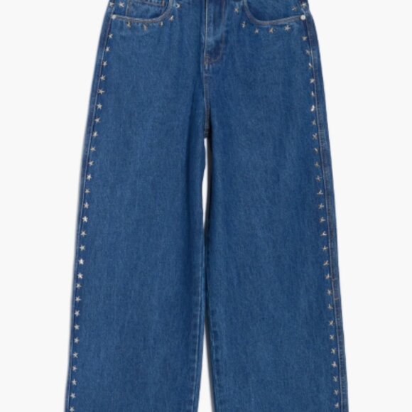 NWT BLANKNYC Franklin Star Studded Rib Cage High Waist Wide Leg Jeans - Picture 3 of 3